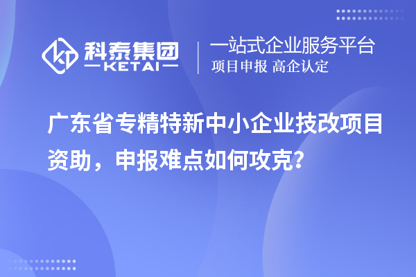 广东省专精特新中小企业技改项目资助，申报难点如何攻克？