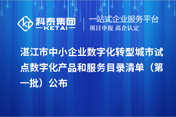 湛江市中小企业数字化转型城市试点数字化产品和服务目录清单（第一批）公布