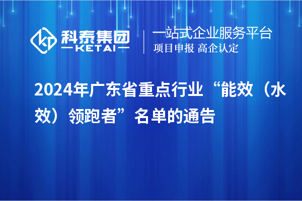 2024年广东省重点行业“能效(水效)领跑者”名单的通告