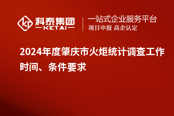 2024年度肇庆市火炬统计调查工作时间、条件要求