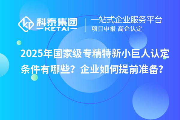 2025年国家级专精特新小巨人认定条件有哪些？企业如何提前准备？