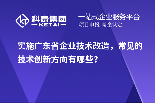 实施广东省企业技术改造，常见的技术创新方向有哪些？