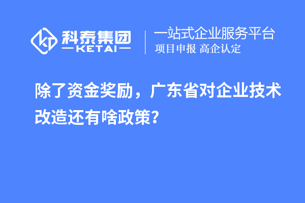 除了资金奖励，广东省对企业技术改造还有啥政策？