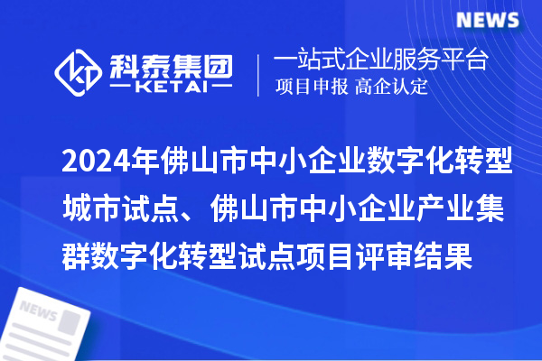 2024年佛山市中小企业数字化转型城市试点、佛山市中小企业产业集群数字化转型试点项目评审结果的公示