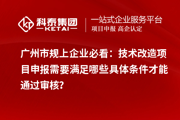 广州市规上企业必看：技术改造项目申报需要满足哪些具体条件才能通过审核？