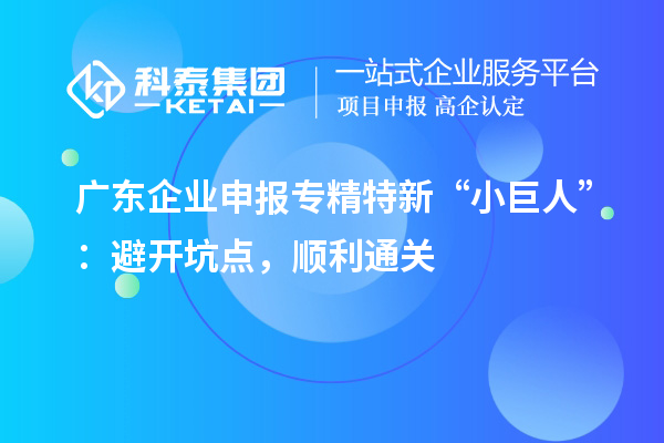 广东企业申报专精特新 “小巨人”：避开坑点，顺利通关