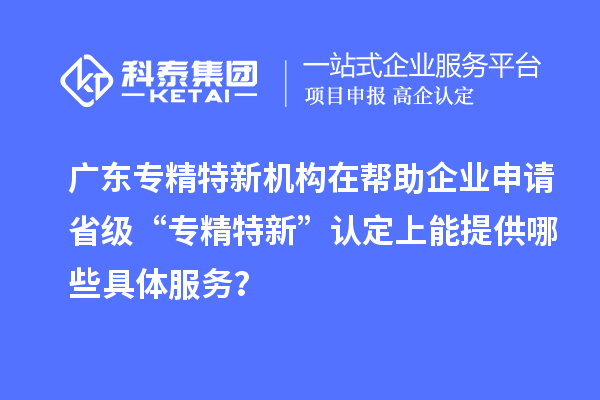 广东专精特新机构在帮助企业申请省级 “专精特新” 认定上能提供哪些具体服务？