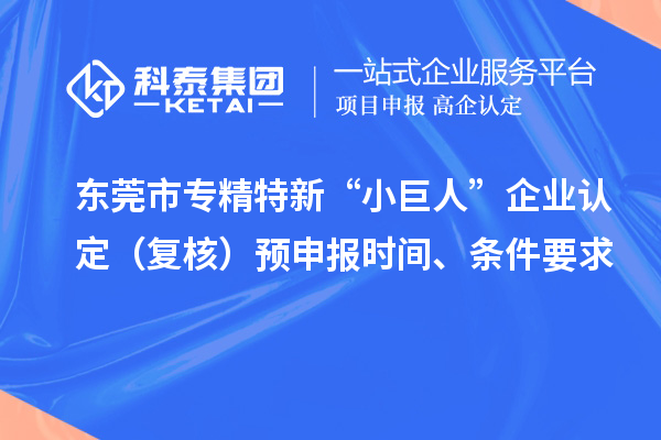 东莞市专精特新“小巨人”企业认定（复核）预申报时间、条件要求
