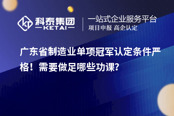 广东省制造业单项冠军认定条件严格！需要做足哪些功课？