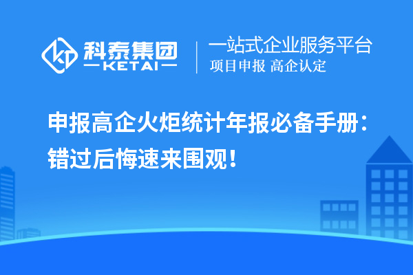 申报高企火炬统计年报必备手册:错过后悔速来围观!
