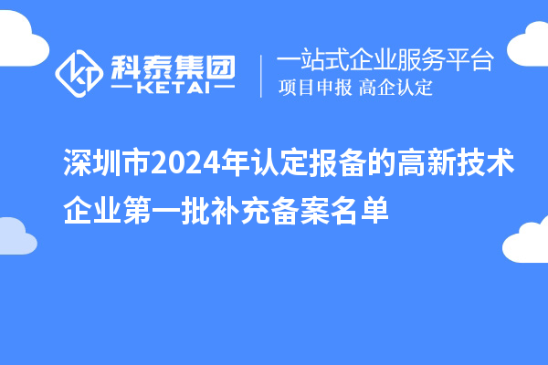 深圳市2024年认定报备的高新技术企业第一批补充备案名单