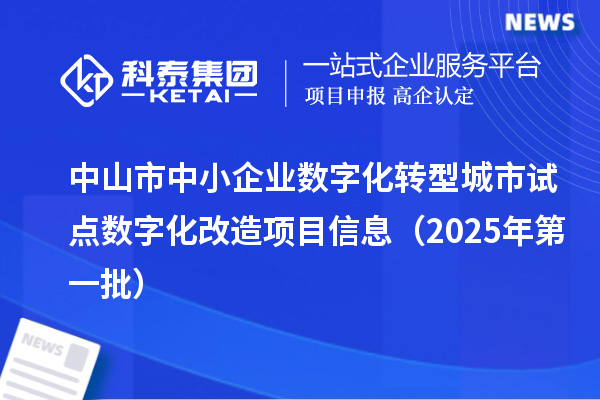 中山市中小企业数字化转型城市试点数字化改造项目信息(2025年第一批)