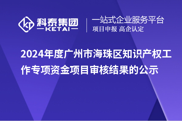 2024年度广州市海珠区知识产权工作专项资金项目审核结果的公示
