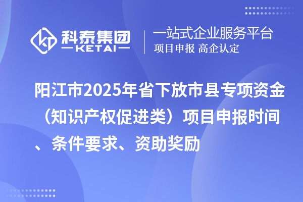 阳江市2025年省下放市县专项资金（知识产权促进类）项目申报时间、条件要求、资助奖励