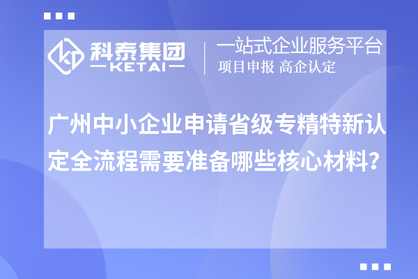 广州中小企业申请省级专精特新认定全流程需要准备哪些核心材料？