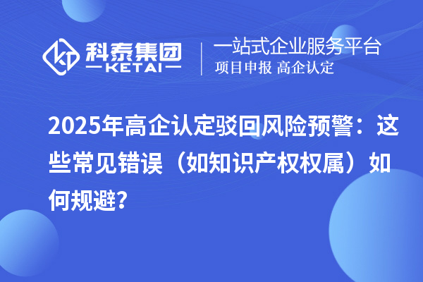 2025 年高企认定驳回风险预警：这些常见错误（如知识产权权属）如何规避？