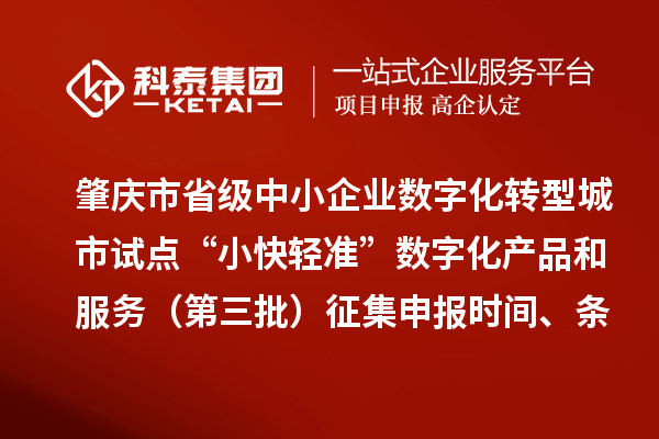 肇庆市省级中小企业数字化转型城市试点“小快轻准”数字化产品和服务（第三批）征集申报时间、条件要求、扶持奖励
