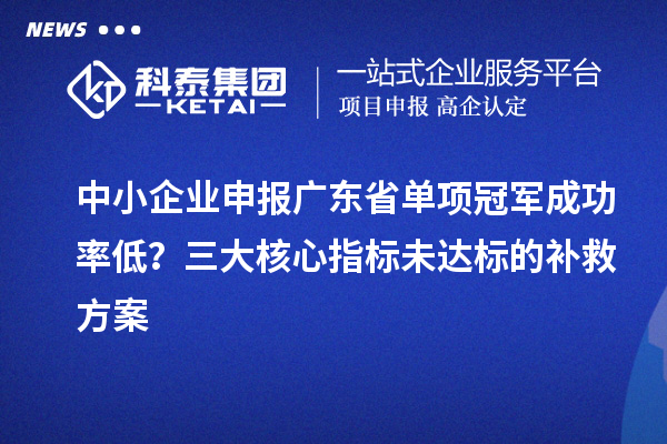 中小企业申报广东省单项冠军成功率低？三大核心指标未达标的补救方案