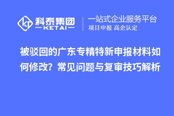 被驳回的广东专精特新申报材料如何修改？常见问题与复审技巧解析