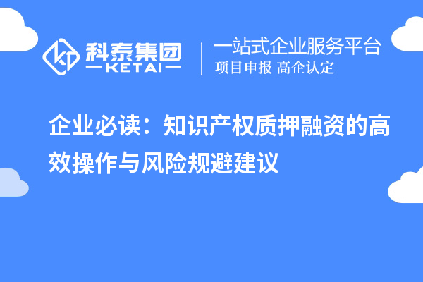 企业必读:知识产权质押融资的高效操作与风险规避建议