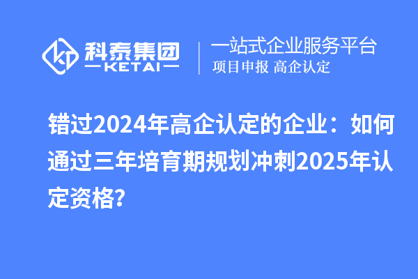 错过2024年高企认定的企业：如何通过三年培育期规划冲刺2025年认定资格？