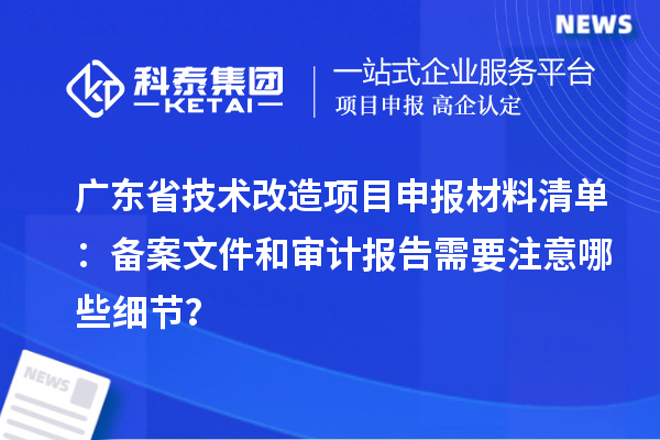 广东省技术改造项目申报材料清单：备案文件和审计报告需要注意哪些细节？