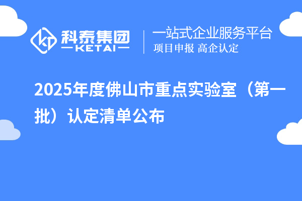 2025年度佛山市重点实验室(第一批)认定清单公布