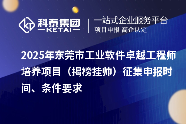 2025年东莞市工业软件卓越工程师培养项目（揭榜挂帅）征集申报时间、条件要求