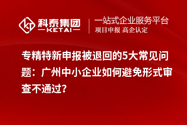 专精特新申报被退回的5大常见问题：广州中小企业如何避免形式审查不通过？
