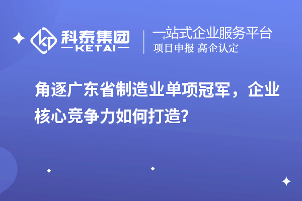 角逐广东省制造业单项冠军，企业核心竞争力如何打造？