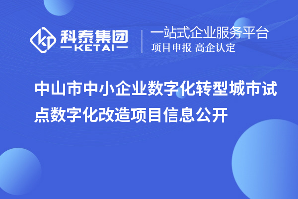 中山市中小企业数字化转型城市试点数字化改造项目信息公开
