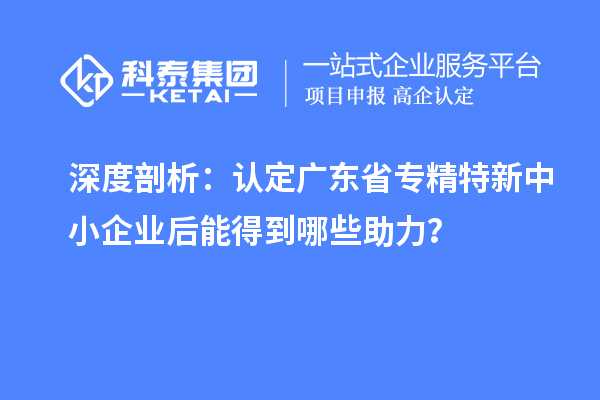 深度剖析：认定广东省专精特新中小企业后能得到哪些助力？