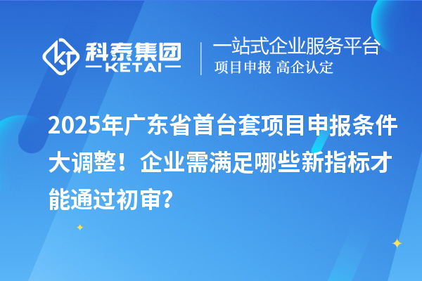 2025年广东省首台套项目申报条件大调整！企业需满足哪些新指标才能通过初审？