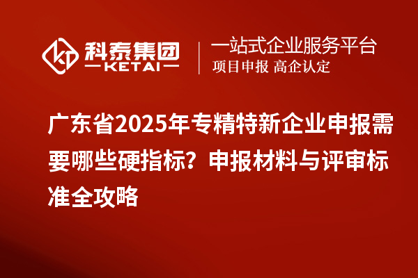 广东省2025年专精特新企业申报需要哪些硬指标？申报材料与评审标准全攻略