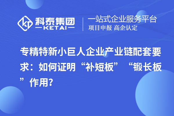 专精特新小巨人企业产业链配套要求：如何证明“补短板”“锻长板”作用？