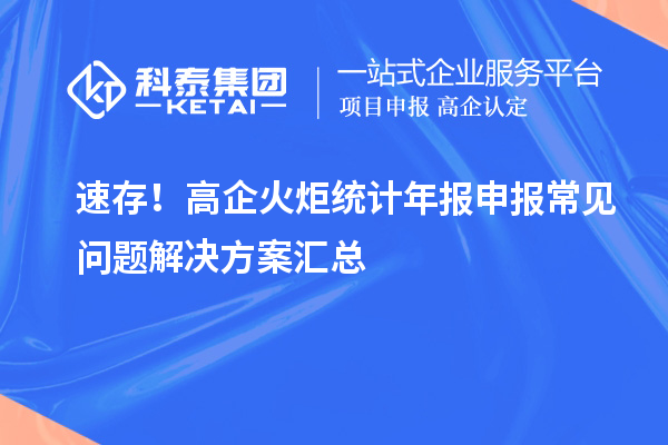 速存！高企火炬统计年报申报常见问题解决方案汇总