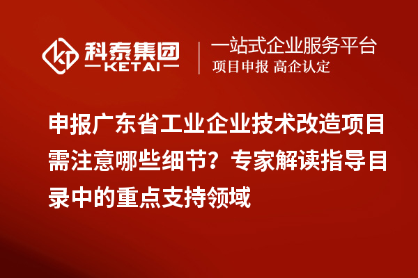 申报广东省工业企业技术改造项目需注意哪些细节？专家解读指导目录中的重点支持领域