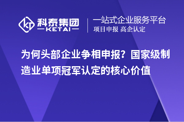 为何头部企业争相申报？国家级制造业单项冠军认定的核心价值