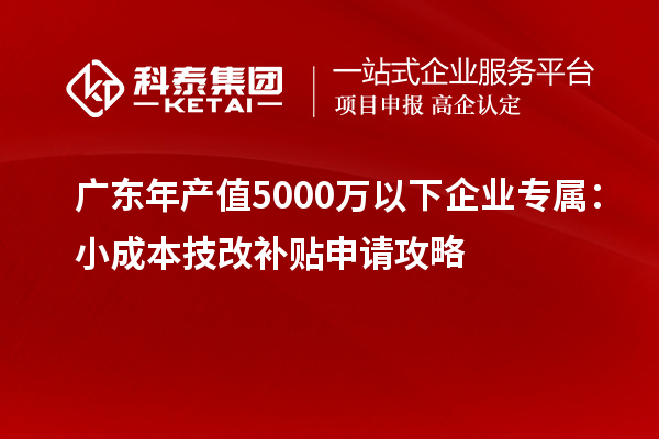 广东年产值5000万以下企业专属：小成本技改补贴申请攻略