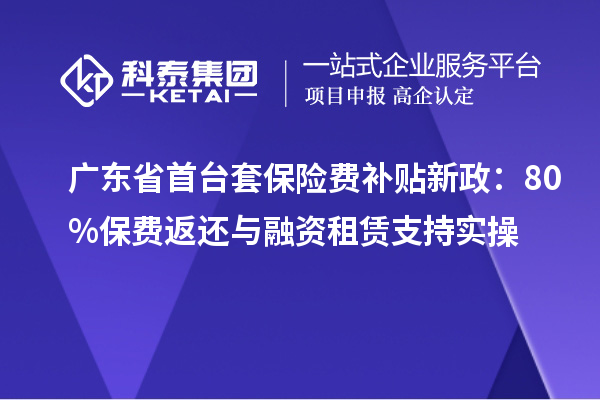 广东省首台套保险费补贴新政：80%保费返还与融资租赁支持实操