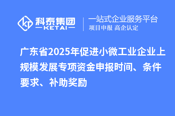 广东省2025年促进小微工业企业上规模发展专项资金申报时间、条件要求、补助奖励