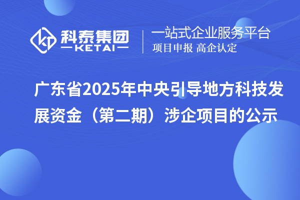 广东省2025年中央引导地方科技发展资金(第二期)涉企项目的公示