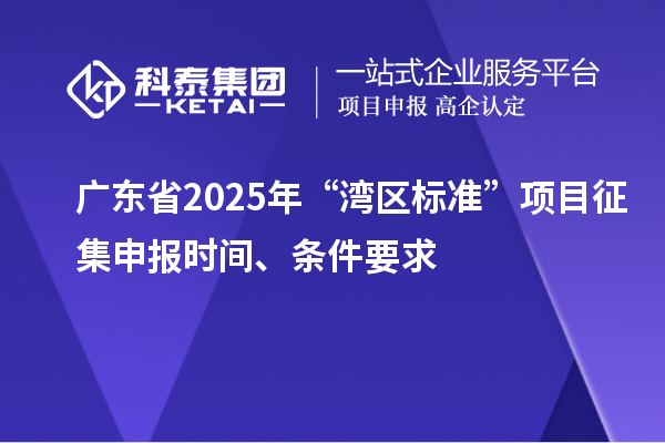 广东省2025年“湾区标准”项目征集申报时间、条件要求