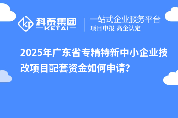 2025年广东省专精特新中小企业技改项目配套资金如何申请？