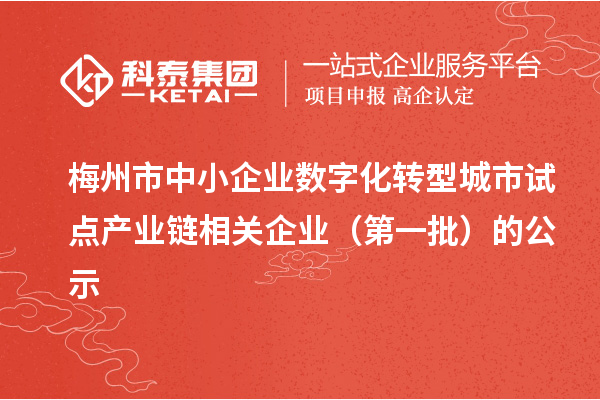 梅州市中小企业数字化转型城市试点产业链相关企业(第一批)的公示