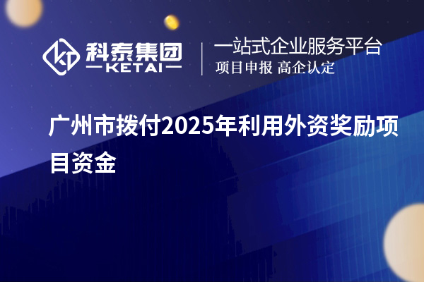 广州市拨付2025年利用外资奖励项目资金
