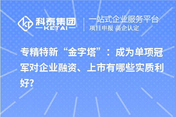 专精特新“金字塔”：成为单项冠军对企业融资、上市有哪些实质利好？