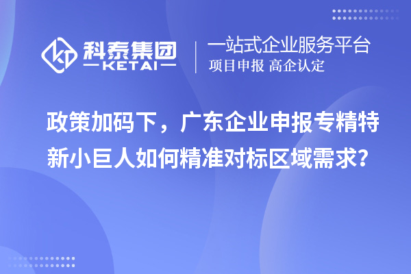 政策加码下，广东企业申报专精特新小巨人如何精准对标区域需求？