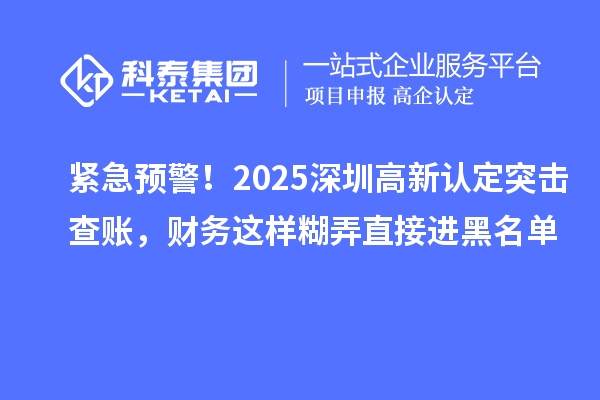 紧急预警！2025深圳高新认定突击查账，财务这样糊弄直接进黑名单