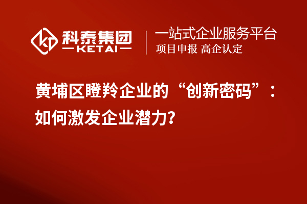 黄埔区瞪羚企业的“创新密码”：如何激发企业潜力？